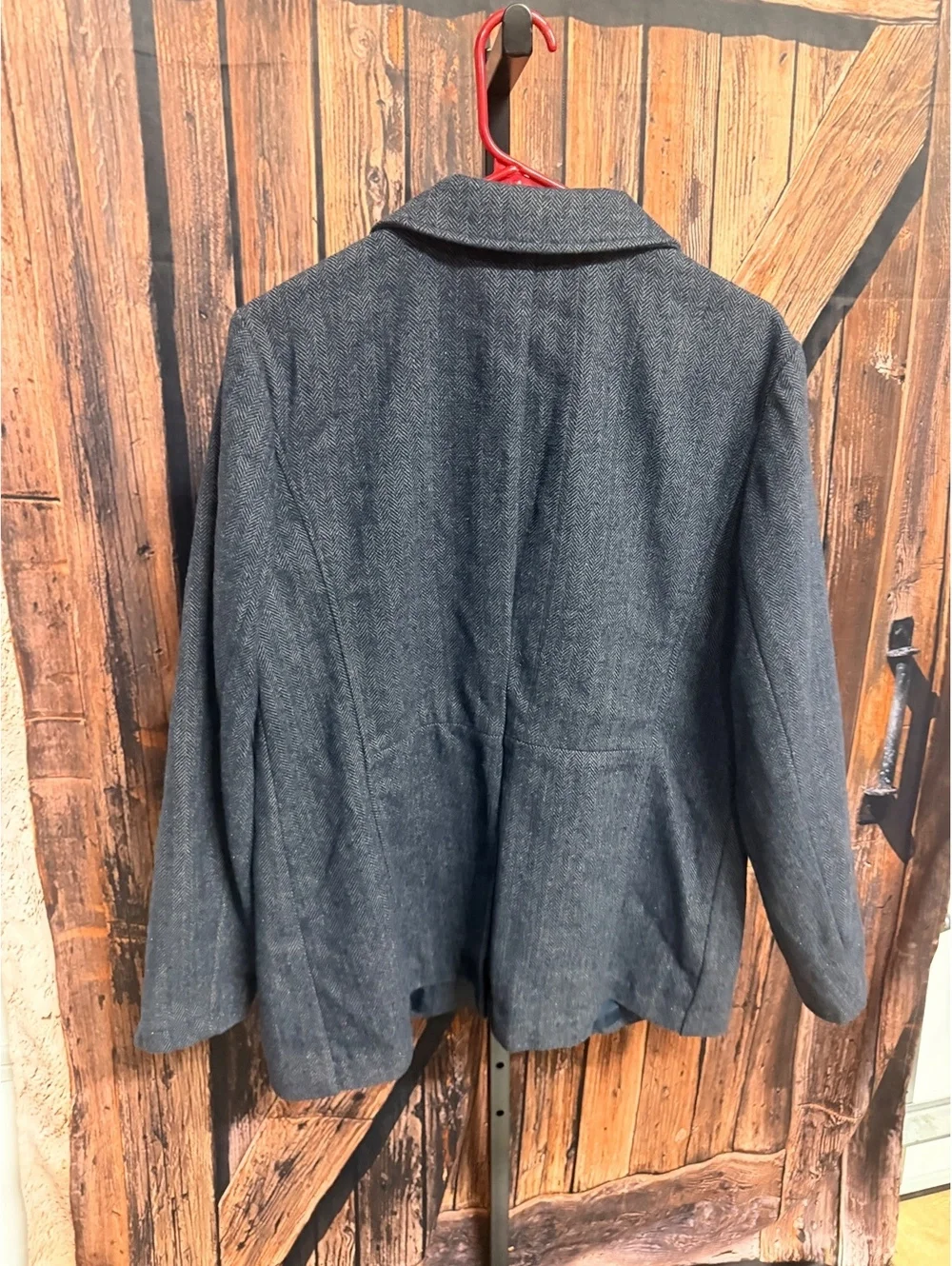 NWT St. John's Bay Navy Herringbone Wool Blend Blazer Jacket XL
